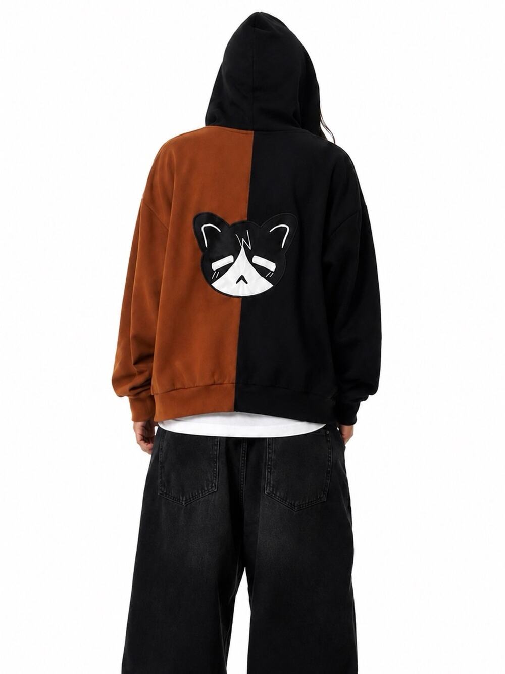 Ebiko Ebi's Half & Half Hoodie Full Zip Up Hoodie Size Medium